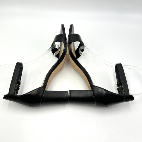 Nine West Womens Pruce Black Leather Block Heel Open Toe Sandals Heels Shoes 6.5 - Picture 8 of 13